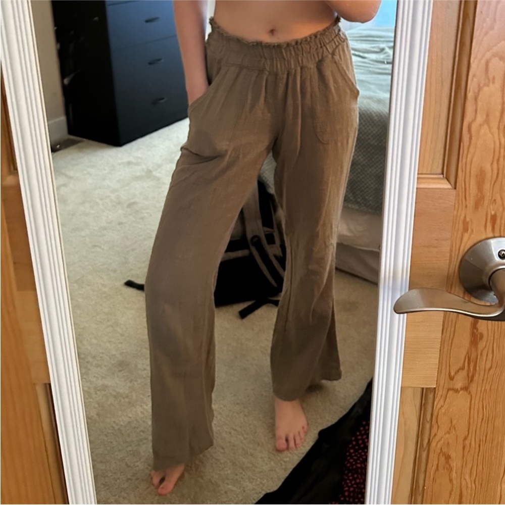 Rewash Guaze Wide Leg Pants with elastic waistband